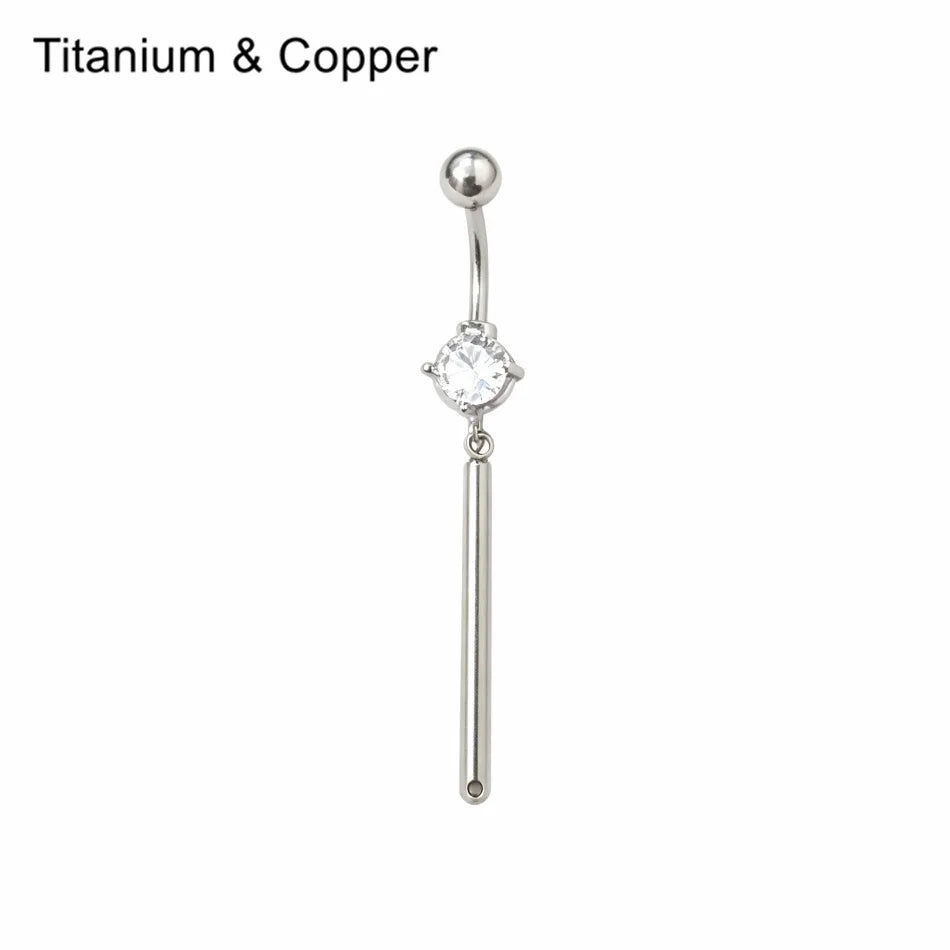 Piercing de nombril 14G en titane – barre de barbell, acier inoxydable, pendentif à strass en forme de pointe cône, style minimaliste punk, bijou de corps pour homme et femme