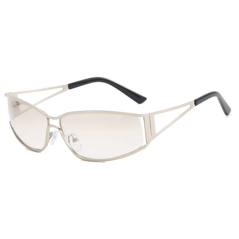 Lunettes de soleil Y2K pour femmes et hommes, surdimensionnées, de marque, avec verres dégradés, style steampunk, lunettes de soleil miroir