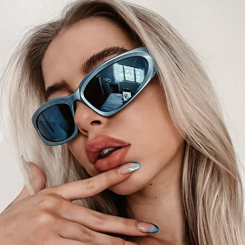Lunettes de soleil carrées vintage pour femmes, lunettes de soleil de créateur de marque, nuances féminines, miroir rétro punk, petit cadre