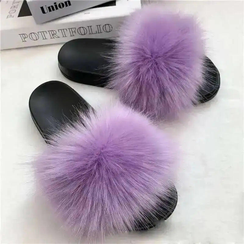 Chaussons d’été pour femme, mules fourrées d’intérieur. Tongs plates en peluche, sandales confortables et moelleuses pour femme, chaussures d’intérieur décontractées et douces pour la maison.