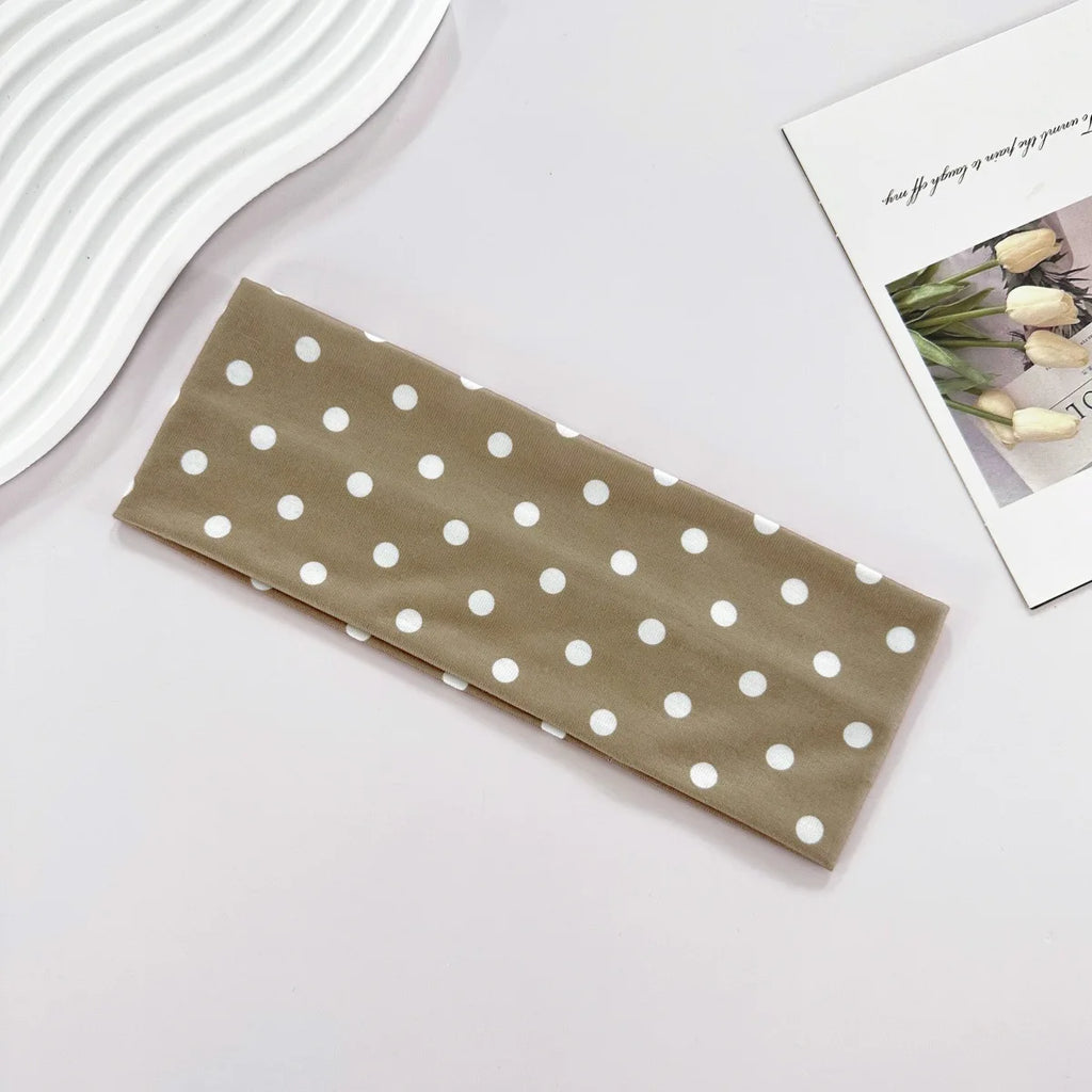 1 bandeau élastique à pois pour le yoga – Bandeau de maquillage à motif de points tendance, bandeau absorbant la transpiration pour le sport et le fitness