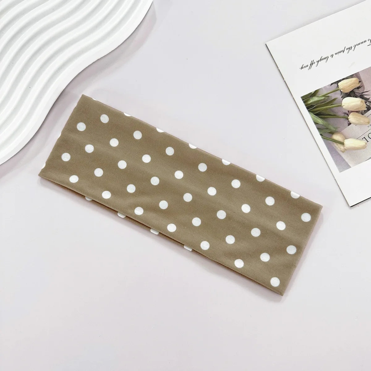 1 bandeau élastique à pois pour le yoga – Bandeau de maquillage à motif de points tendance, bandeau absorbant la transpiration pour le sport et le fitness