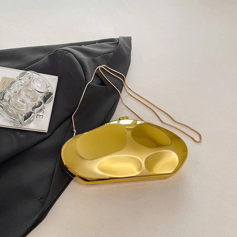 Sac à main en or pour femmes, pochettes à chaîne, mode géométrique, Mini bourse de soirée, boîte à bandoulière en acrylique de qualité, sacs à rouge à lèvres, 2025