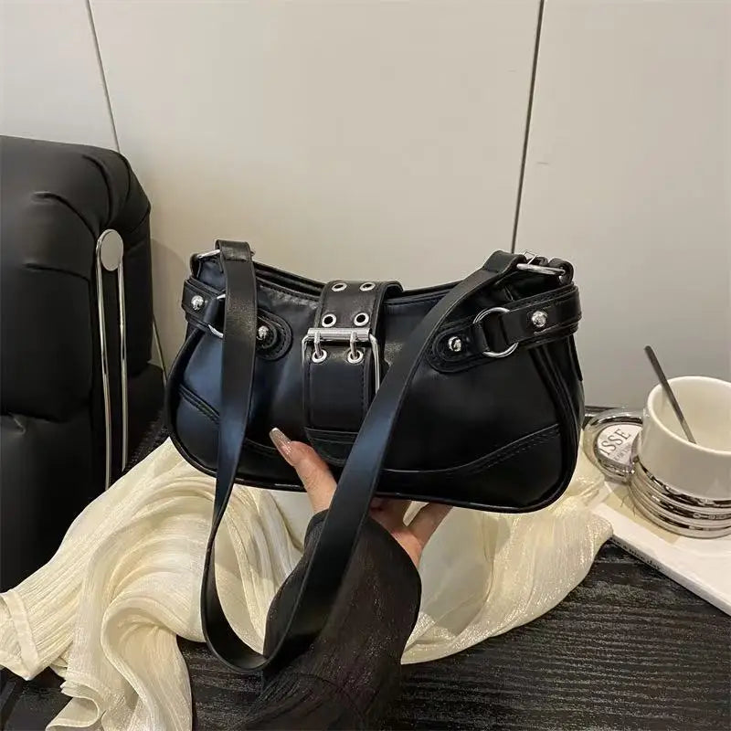 Sacs pour femmes 2025 – nouveau modèle tendance et polyvalent, sac rétro “hot girl” sous le bras, sac niche texturé en forme de croissant, sac à bandoulière simple ou porté en crossbody