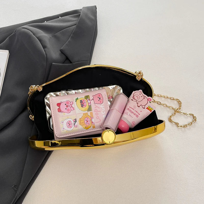Sac à main en or pour femmes, pochettes à chaîne, mode géométrique, Mini bourse de soirée, boîte à bandoulière en acrylique de qualité, sacs à rouge à lèvres, 2025