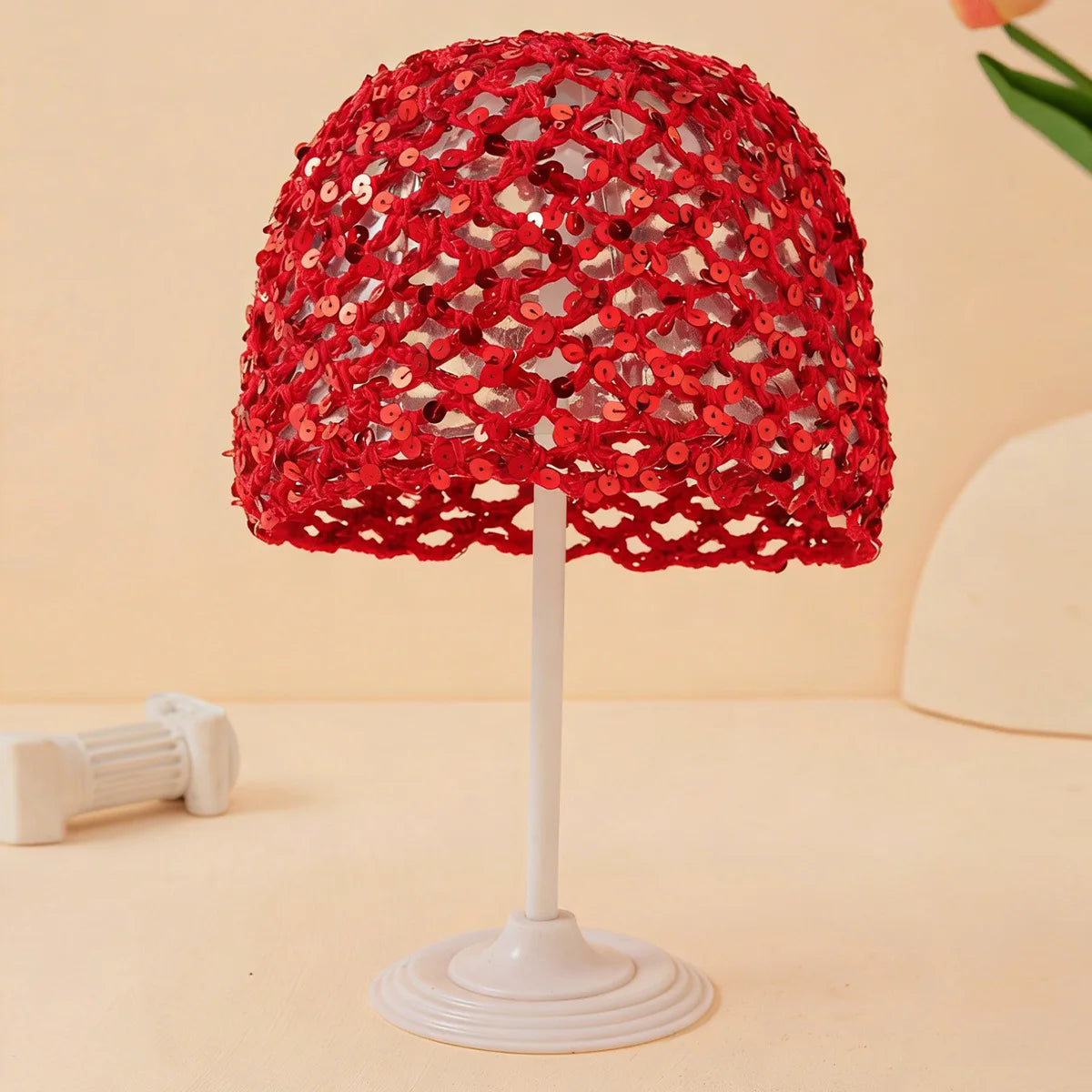 Nouveau Chapeau en Laine Tricoté Sans Bordure Style Coréen 2026, à Paillettes et Creux, Respirant, Tendance Y2K pour Femme