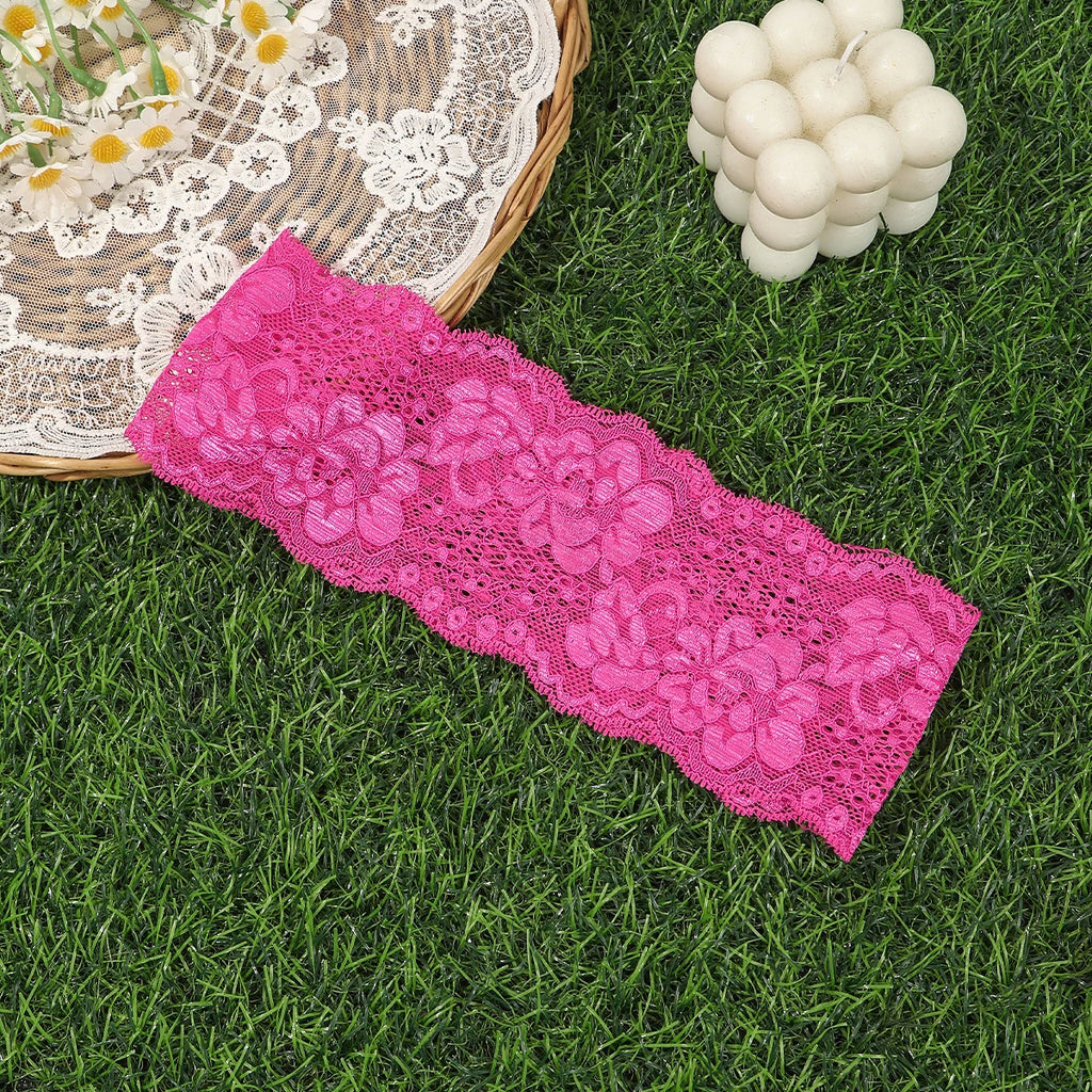 AWAYTR – bandeaux élastiques en dentelle de couleur unie, large nœud en tissu, accessoires pour cheveux pour femmes, couvre-chef de fête