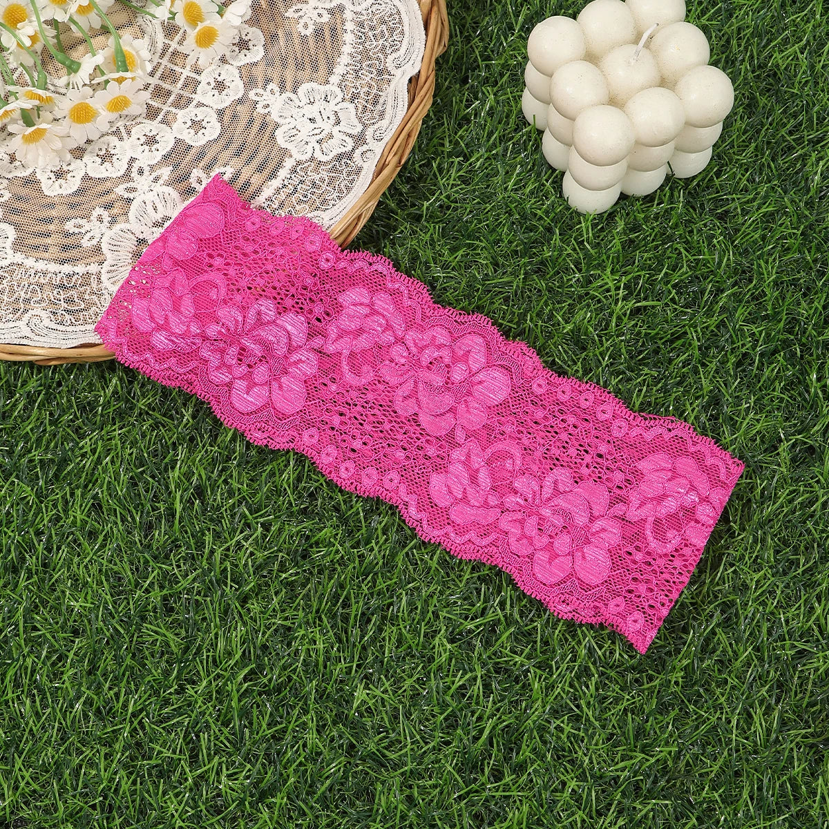 AWAYTR – bandeaux élastiques en dentelle de couleur unie, large nœud en tissu, accessoires pour cheveux pour femmes, couvre-chef de fête
