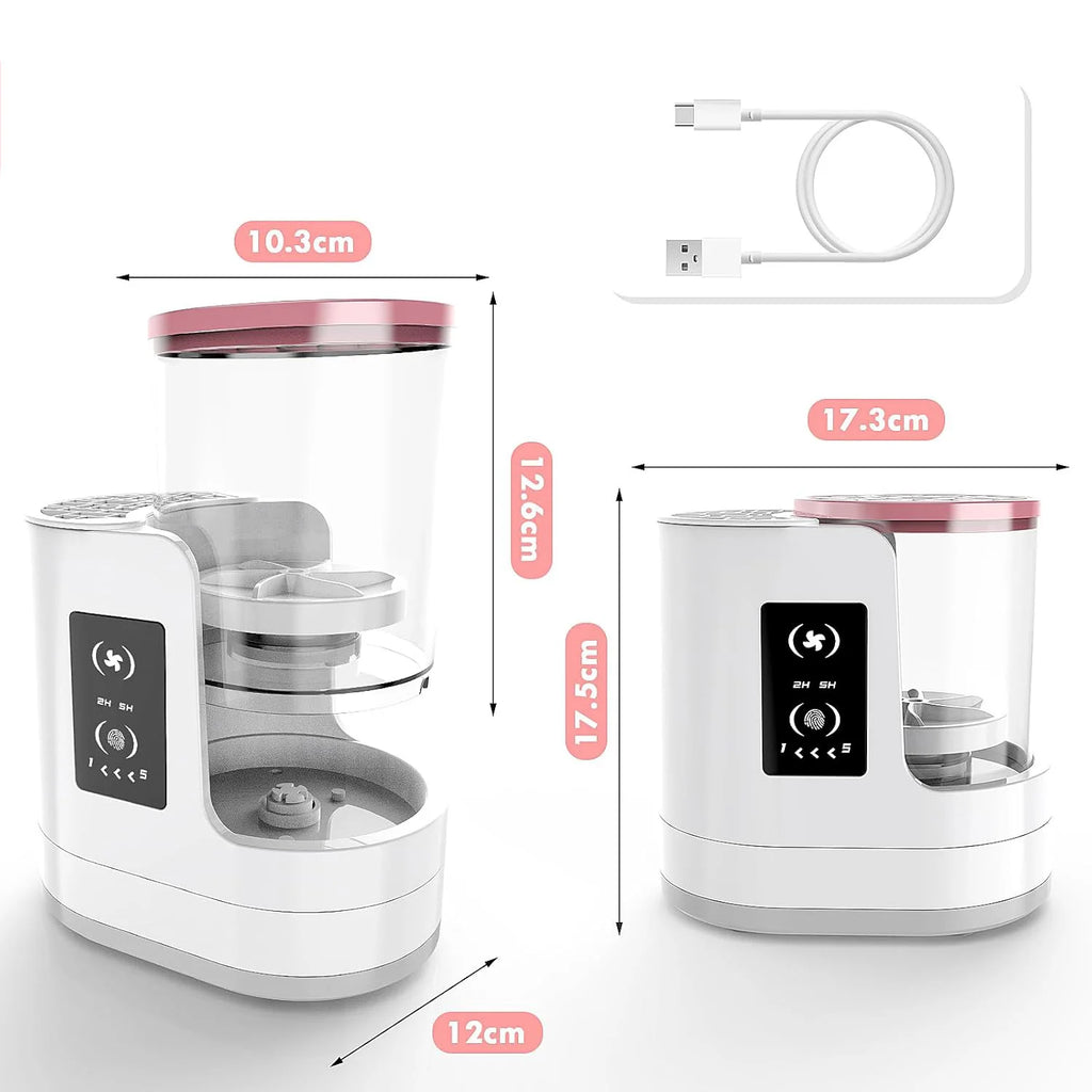 Machine de nettoyage de pinceaux de maquillage électrique 3 en 1 avec séchoir à pinceaux de maquillage, support portable, outil de nettoyage automatique USB pour tous les types de pinceaux de maquillage, fards à paupière