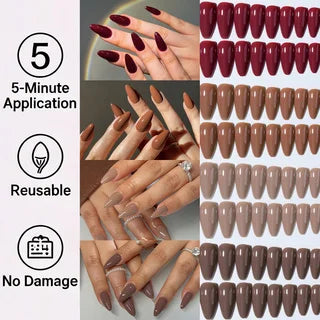 Faux ongles moyens avec pendentif à nœud 3d, 96 pièces, ongles acryliques en forme de cœur, strass, ongles pour femmes entièrement coupés