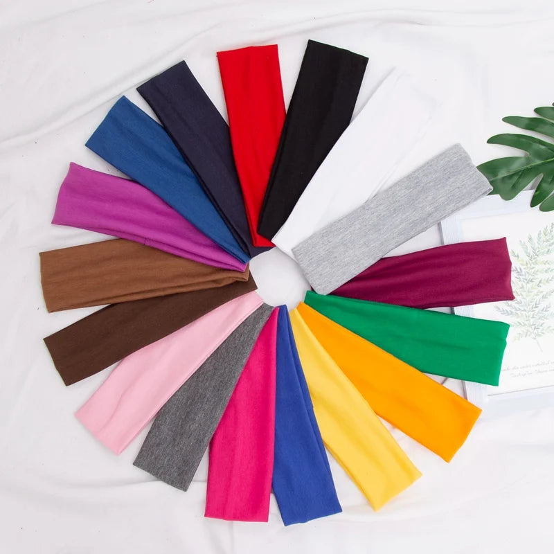 Bandeau élastique en coton, bandeaux à la mode pour femmes et hommes, solide, course à pied, Fitness, Yoga, extensible, maquillage, accessoires pour cheveux