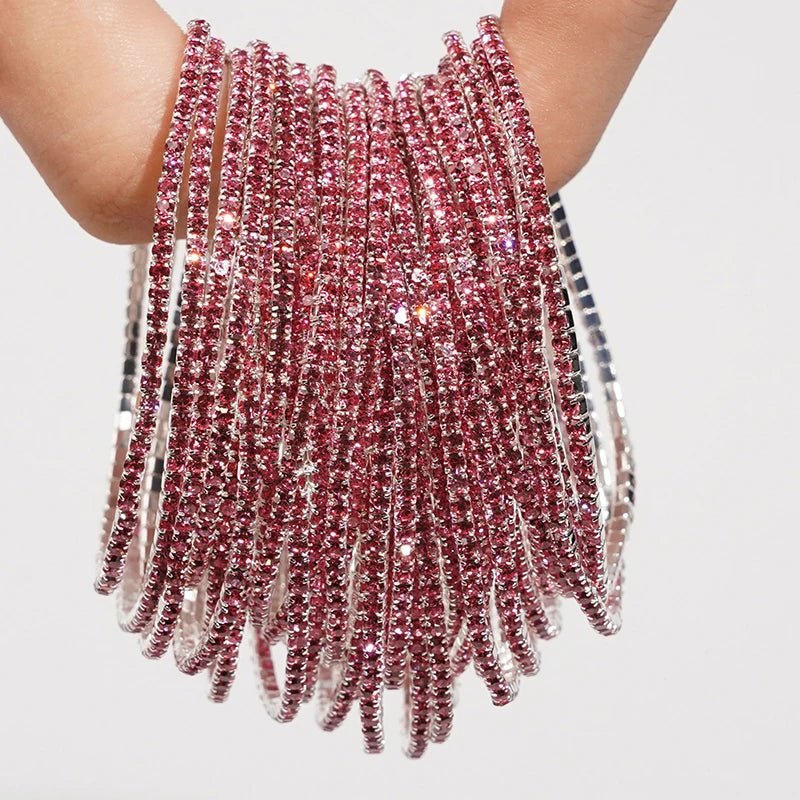 Bracelet élastique en strass et cristal pour femmes, 5 pièces, extensible, empilable, classique, bijoux quotidiens pour femmes