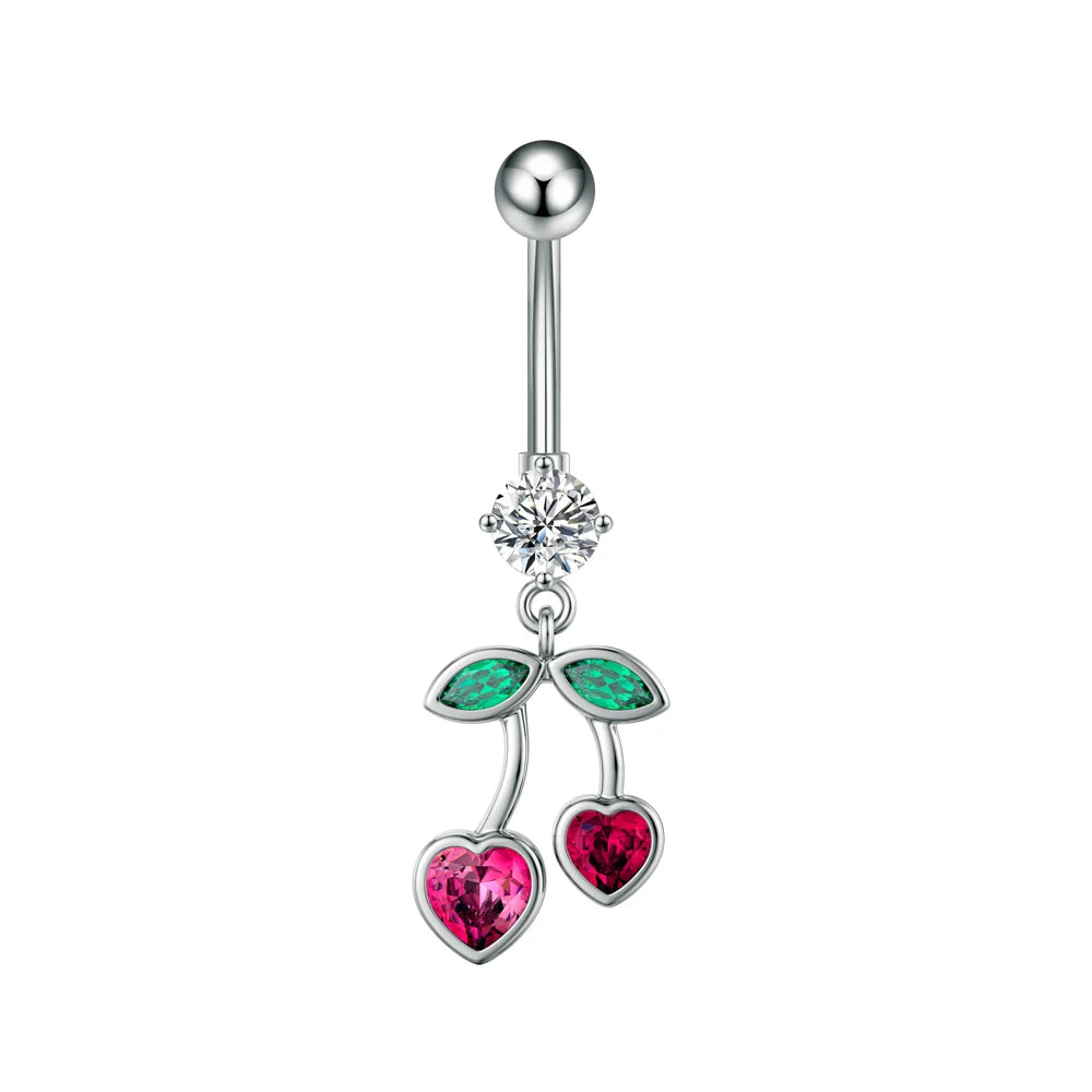 Anneaux de nombril série couleur or, carillon éolien, fleur pendante, cœur, anneau de ventre en acier inoxydable, bijoux de perçage de nombril, 1 pièce