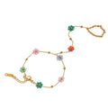 Nouveau Bracelet de Main et de Doigt Étanche en Perles de Cristal Colorées Dopamine avec Fleur pour Femme, Accessoires de Bijoux en Acier Inoxydable
