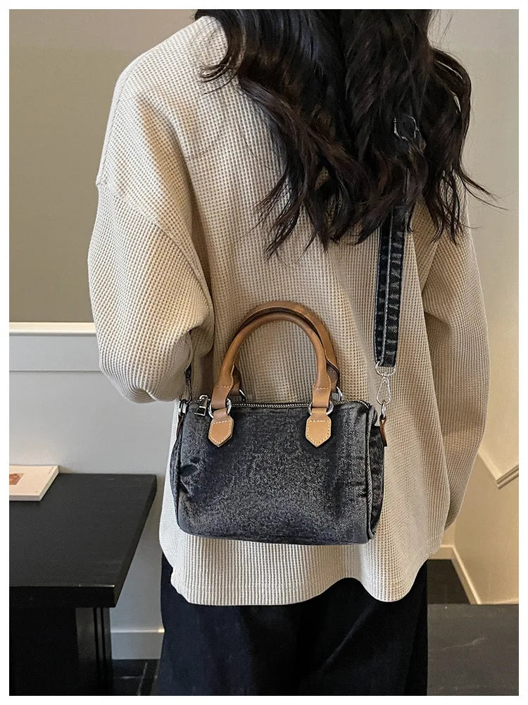 Sac bandoulière classique en jean délavé de haute qualité, sac à main décontracté à porter sous le bras, style coréen, sac de transport pour le quotidien