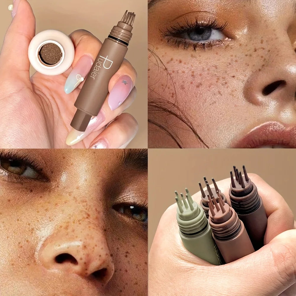 Stylo de maquillage tampon de taches de rousseur imperméable, taches de rousseur à points d'aspect naturel, longue durée, résistant à la sueur, adapté aux débutants