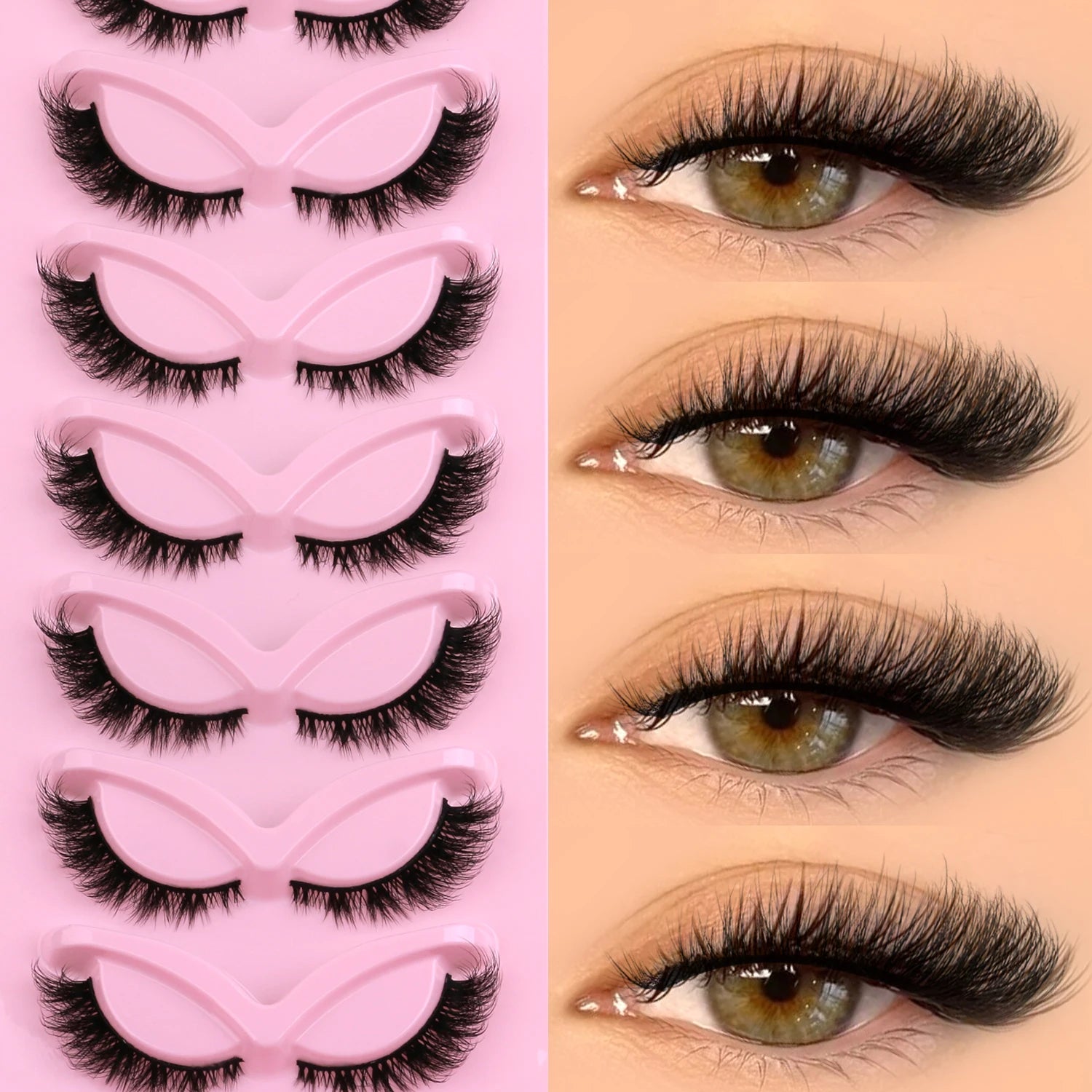 Veltrinay cils oeil de chat Faux cils naturels extrémité ailée oeil cils allongés Faux cils de vison Faux cils maquillage