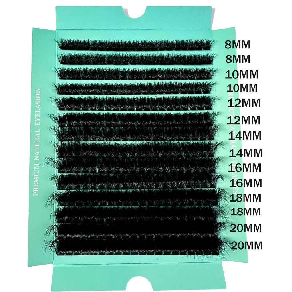 Extensions de cils en bouquets individuels DIY 160D, 8 à 20 mm – Faux cils volumineux 5D, épais, doux et légers, courbure D, 280 pièces. Effet naturel grâce aux segments de cils individuels.