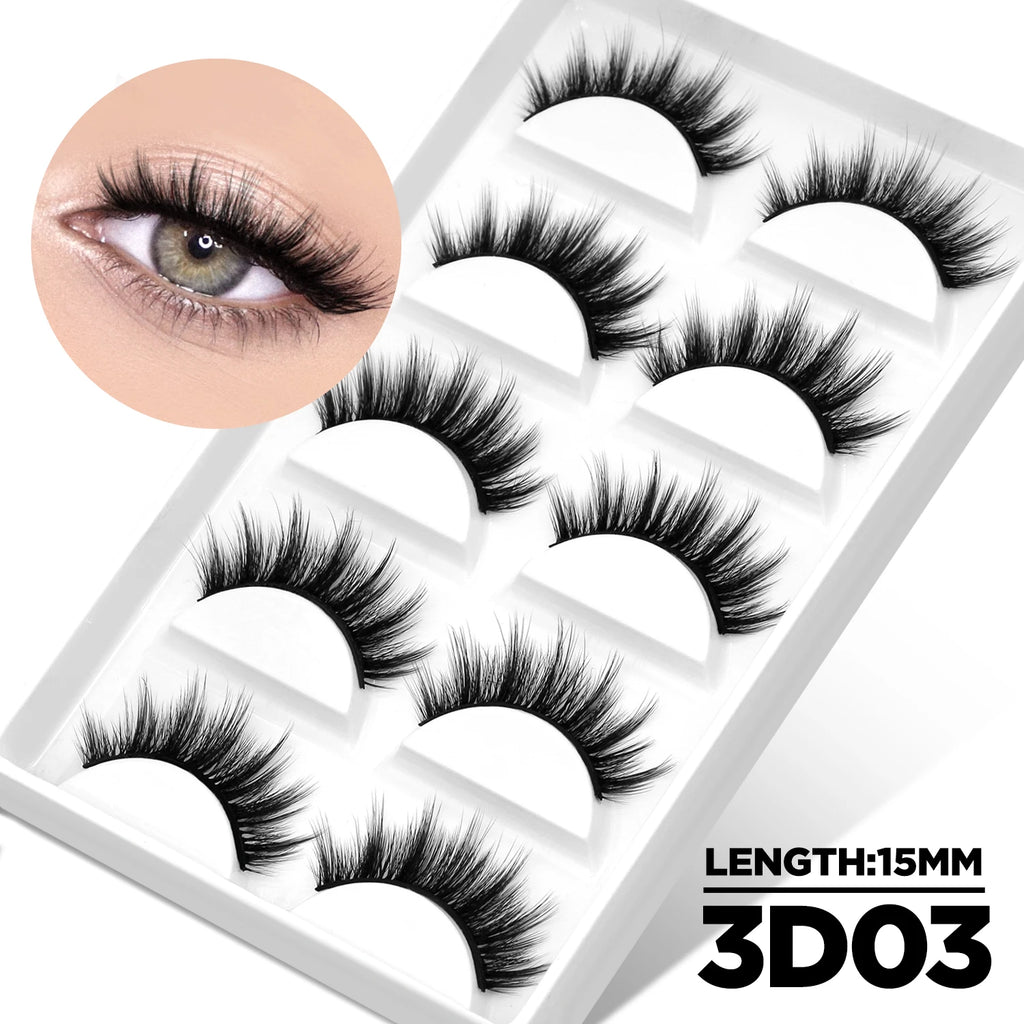 Lasvirey Cils œil de chat, style manga, faux cils 3D en vison, doux, croisés, fins, naturels, ailés, allongés, maquillage