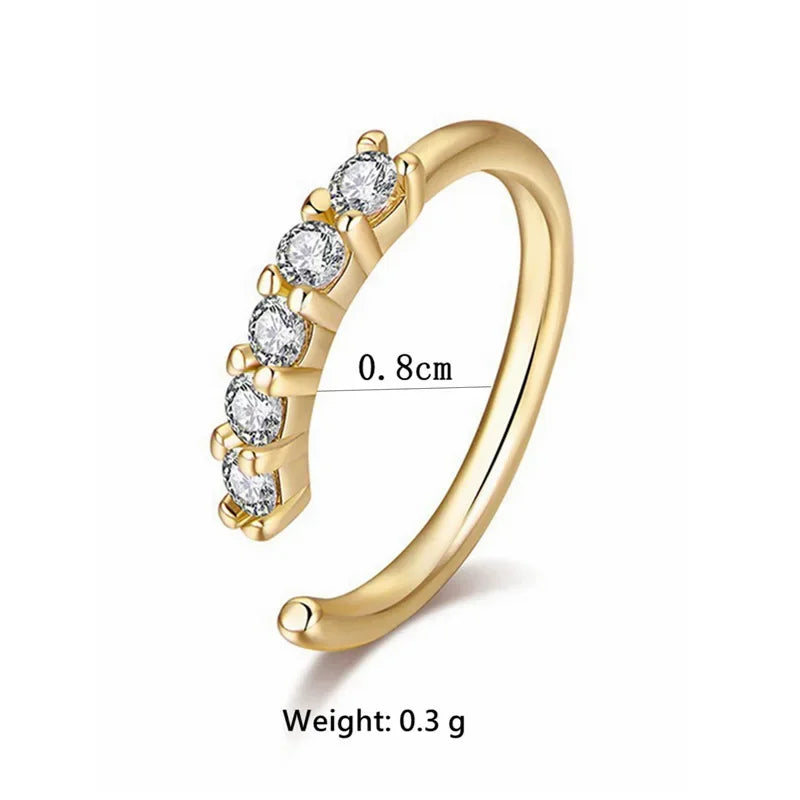 Anneaux de nez en Zircon miniatures à une rangée pour femmes, perceuse Fine exquise avec ouverture de perceuse, faux Piercing de nez, bijoux