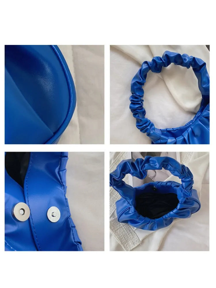 Sac à main élégant au design plissé effet nuage, conçu en cuir PU. Ce modèle moderne et féminin peut être porté à l’épaule ou sous le bras pour un look chic et décontracté.