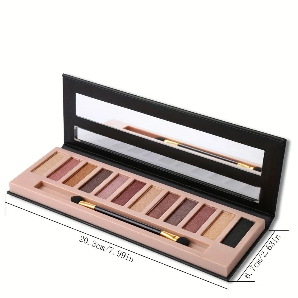 Palette de fards à paupières 12 couleurs, fards à paupières mats nacrés aux tons terreux, poudre de fards à paupières multicolores, palette de maquillage pour les yeux
