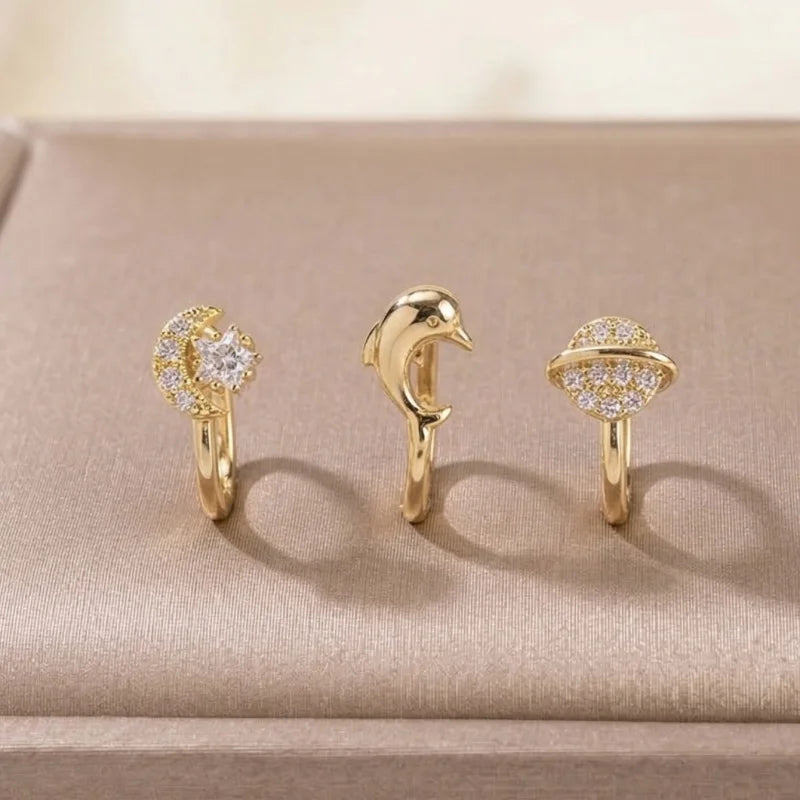 Set de 3 clips de nez mignons et raffinés, en cuivre incrusté de zirconium artificiel, pour la Saint-Valentin et la saison des mariages