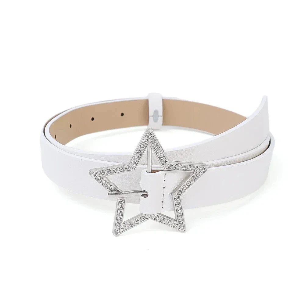Y2K – ceinture à boucle étoile en cuir rose, reliure élastique ornée de strass scintillants, accessoires de décoration de mariée rétro