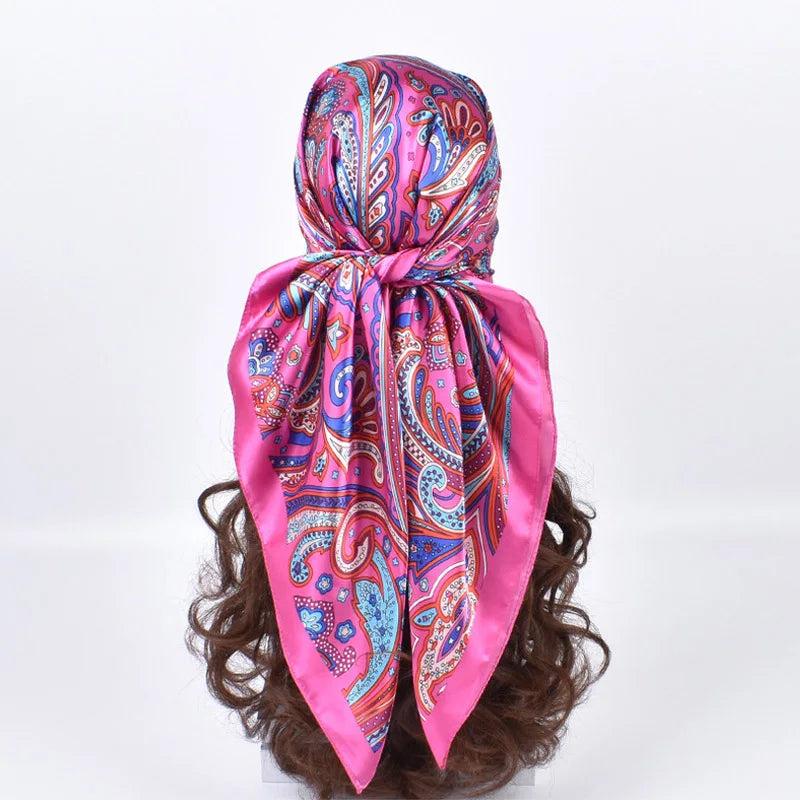 Foulards en soie de haute qualité pour femmes, Hijab carré en Satin, mouchoir uni, châles enveloppants de tête, bandeau féminin, Bandanna islamique