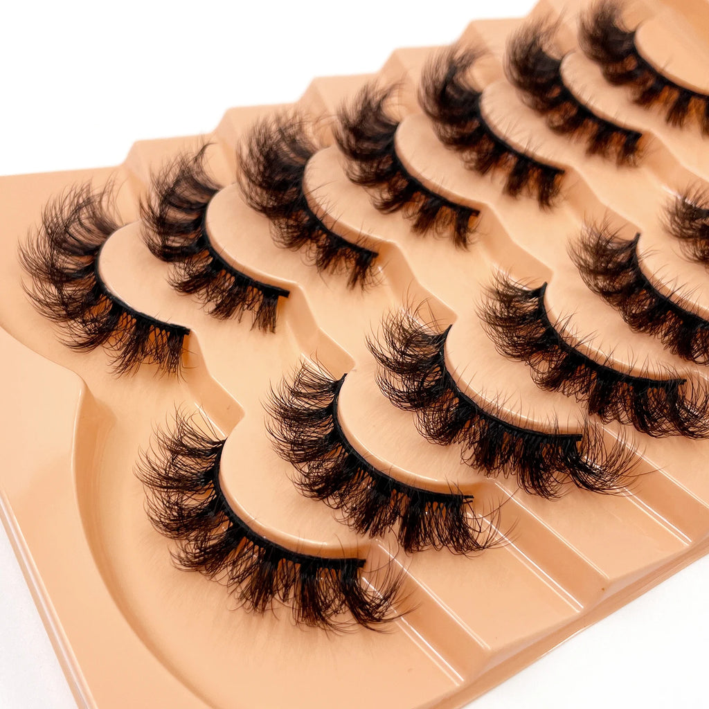 Nouveau 7 paires de faux cils épais, simulation 3D en fourrure de vison, faux cils dramatiques, vente en gros, fabrication de faux cils pleine ligne