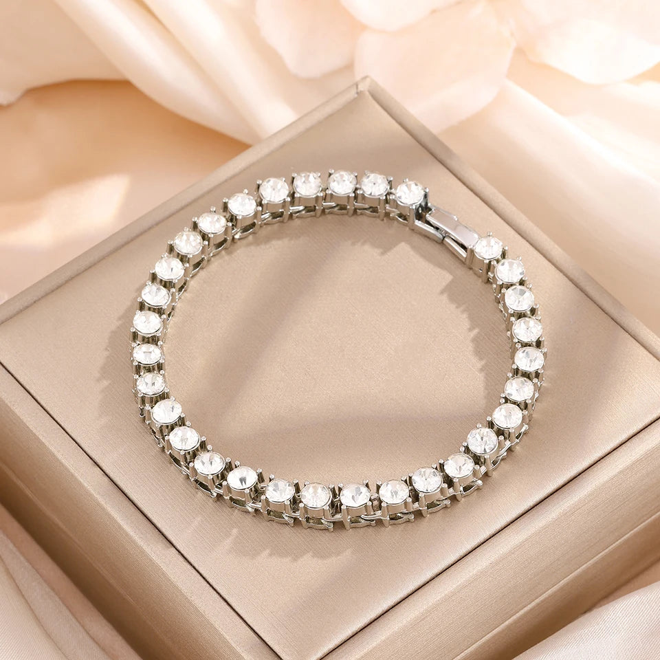 Yupsk Ensemble de bracelets tennis à strass géométriques en forme de cœur, style Hip Hop, pour femmes et hommes, bijoux empilables tendance punk urbain