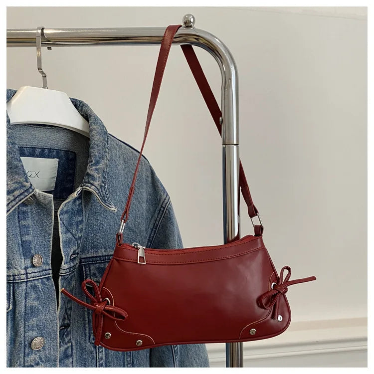 Nouveau sac sous le bras tendance, sac à bandoulière pour femmes, sac à main avec double nœud doux, sac pour dames, style rétro, sac à épaule féminin à motif léopard.