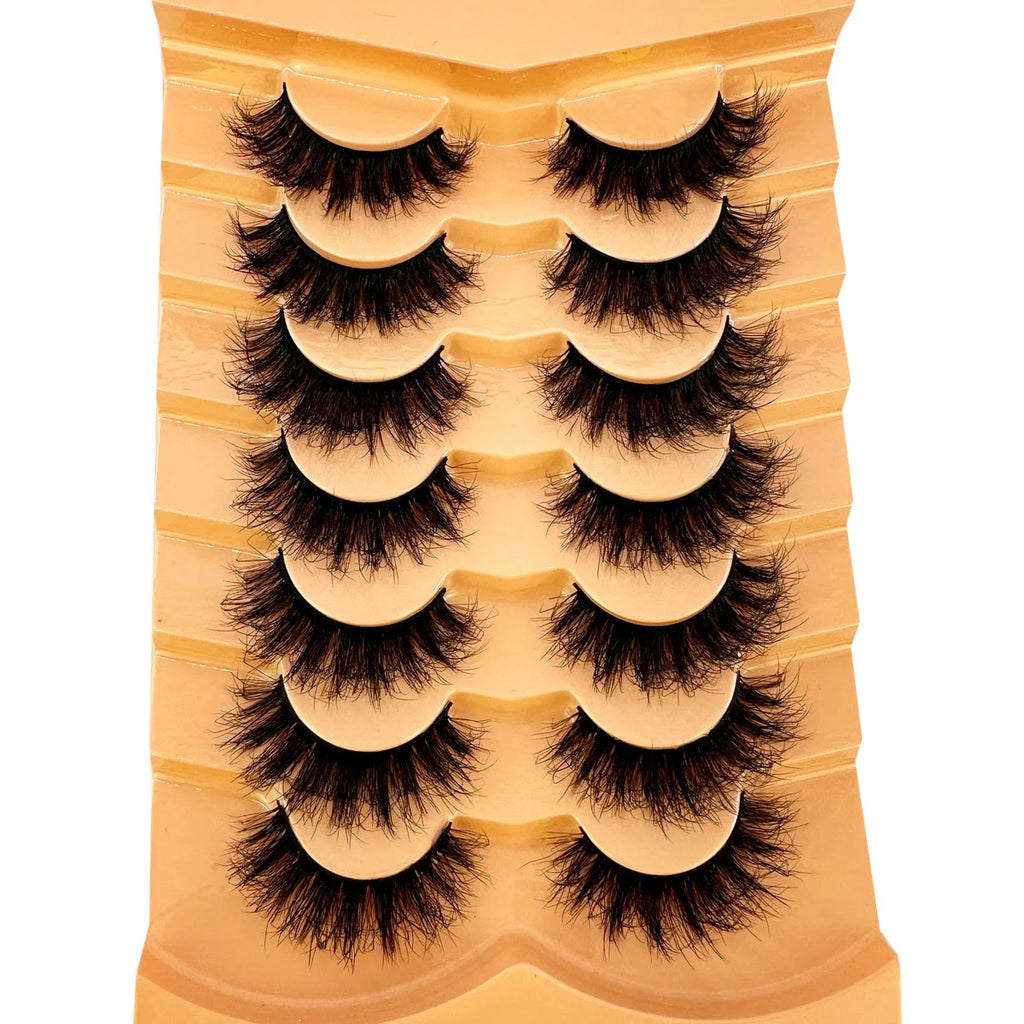 Nouveau 7 paires de faux cils épais, simulation 3D en fourrure de vison, faux cils dramatiques, vente en gros, fabrication de faux cils pleine ligne