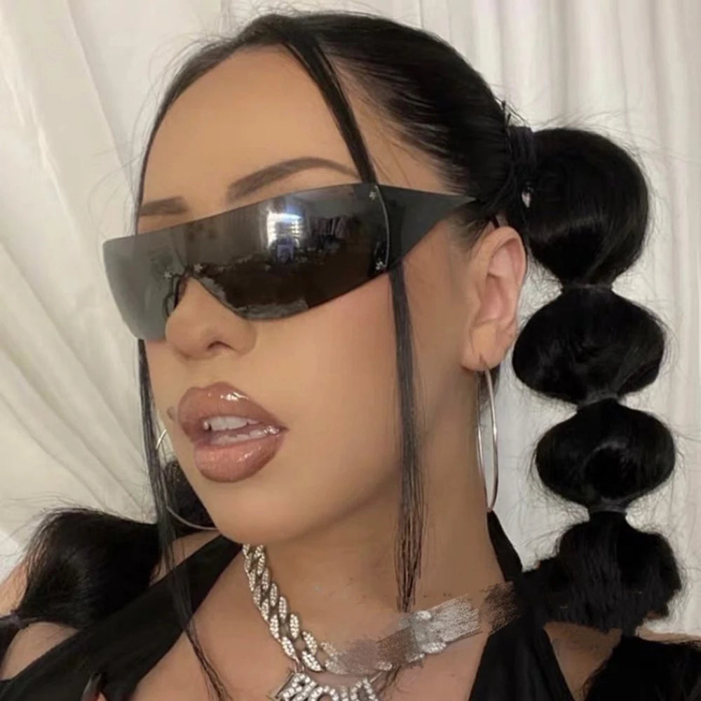 Lunettes de soleil Hip Hop irrégulières uniques pour femmes nouvelle marque rayure jambe Arc Cool lunettes de soleil hommes Vintage gothique nuances lunettes