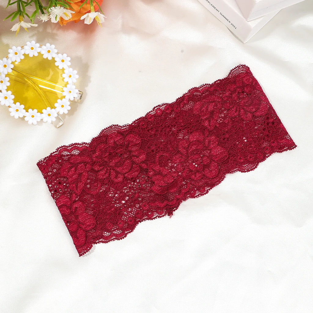 AWAYTR – bandeaux élastiques en dentelle de couleur unie, large nœud en tissu, accessoires pour cheveux pour femmes, couvre-chef de fête