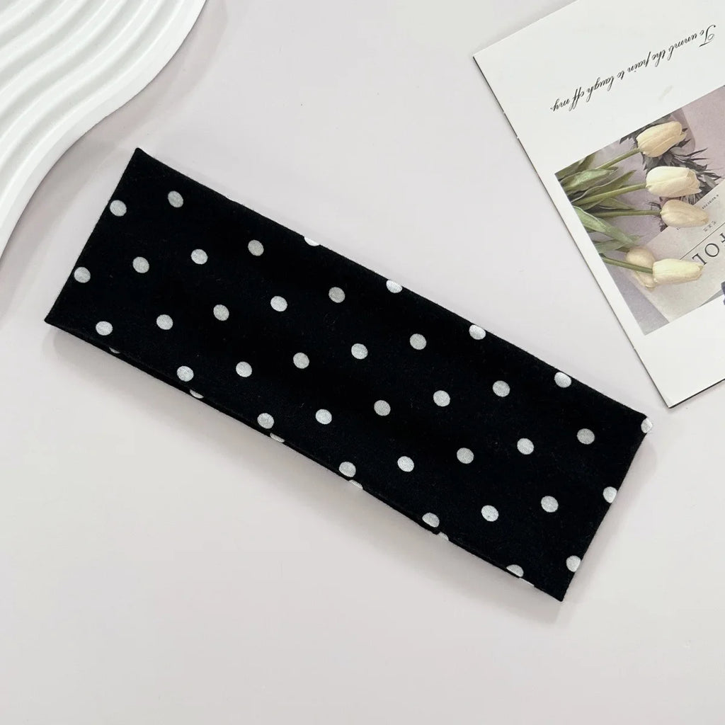 1 bandeau élastique à pois pour le yoga – Bandeau de maquillage à motif de points tendance, bandeau absorbant la transpiration pour le sport et le fitness