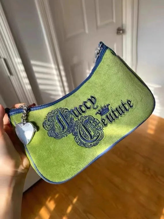 Sac vintage sous le bras, sac à main unique vert brodé, sac à bandoulière simple pour filles et femmes, sac baguette tendance, sac crossbody (porté en travers du corps).