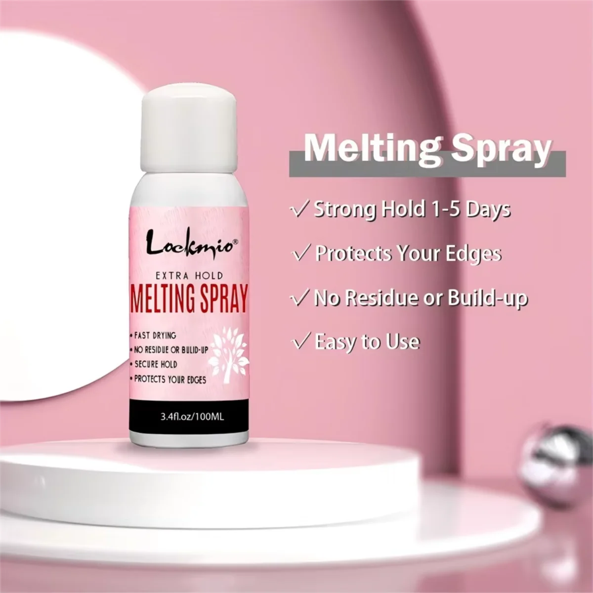 LOCKMIO Spray Fixateur de Dentelle, Dissolvant de Colle pour Perruques, Cire Coiffante Lissante et Gel de Contrôle des Bords pour Kit d'Installation de Perruques de Cosplay