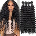 Extensions de cheveux brésiliens Remy, ondulés profonds, couleur naturelle, 38-40 pouces, non traités, 1/3/4 pièces