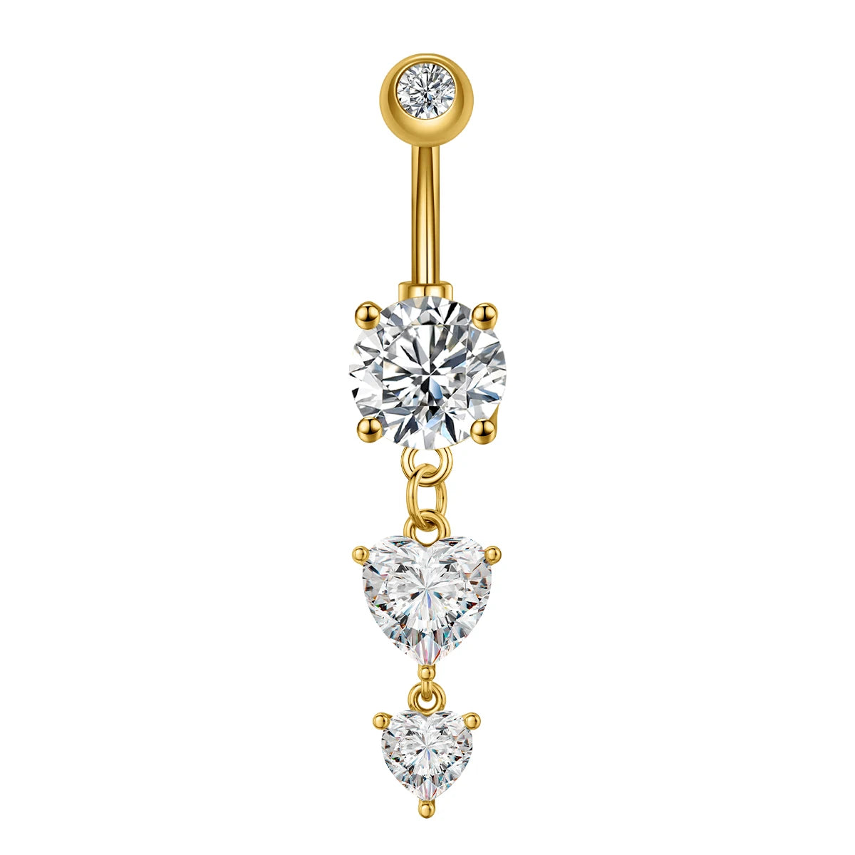 Anneaux de nombril série couleur or, carillon éolien, fleur pendante, cœur, anneau de ventre en acier inoxydable, bijoux de perçage de nombril, 1 pièce