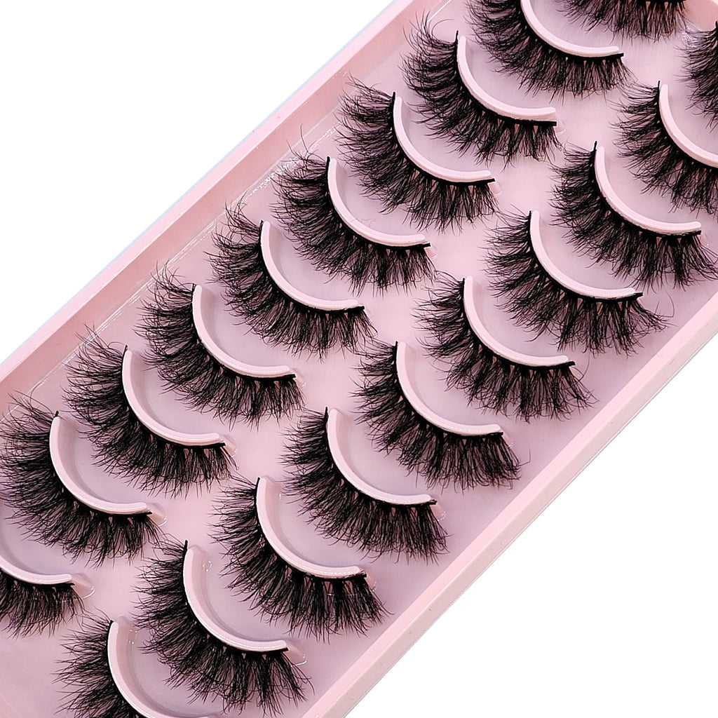 10 paires de vison croisée simulation handmade false cils cils maquillage nude naturel 3D yeux bouclés en désordre