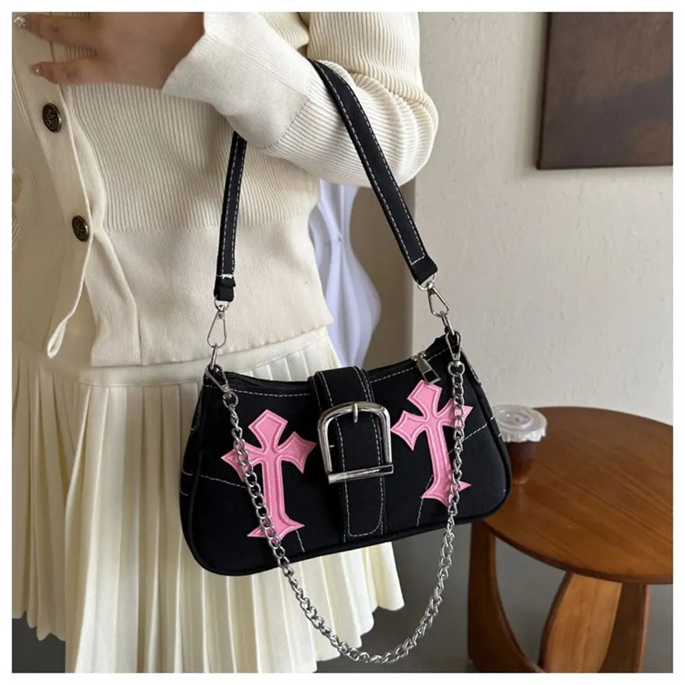 Sac à main avec fermoir métallique Hasp, sac bandoulière, sac porté sous le bras, sac cabas en toile simple et décontracté, accessoire de mode tendance au style urbain.