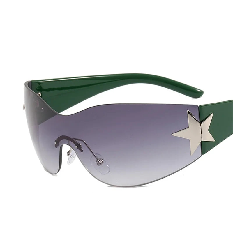 Lunettes de soleil sport punk Y2K de luxe, de marque, de créateur, style masque, monobloc, pour femme, cinq étoiles