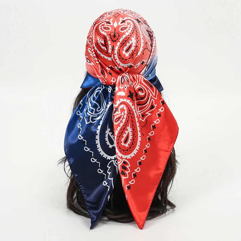 Foulard carré en soie pour femmes, nouveau Design de luxe, Style populaire, quatre saisons, protection solaire, foulard de plage, Hijab, 90x90CM