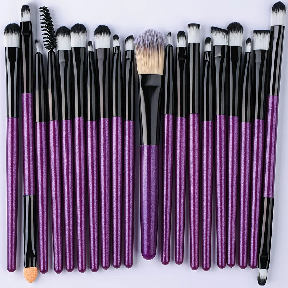 Ensemble de pinceaux de maquillage 20 pièces Kit de pinceaux doux et moelleux pour les yeux Ombre à paupières Fond de teint Poudre Enlumineur Mélange Outil de beauté Débutants