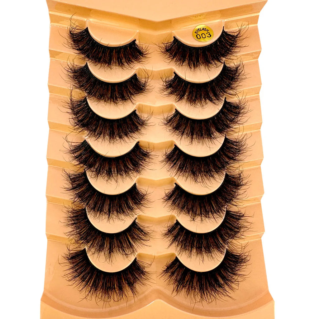 Nouveau 7 paires de faux cils épais, simulation 3D en fourrure de vison, faux cils dramatiques, vente en gros, fabrication de faux cils pleine ligne