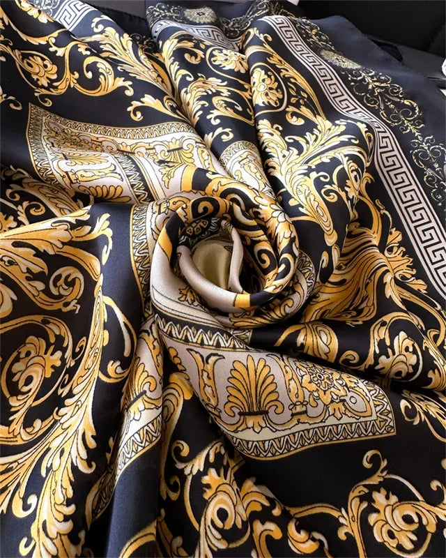Écharpe Pashmina en soie imprimée pour femmes, châle carré, bandeau décoratif, Design de luxe, Bandana, nouvelle mode 70x70cm, 2026