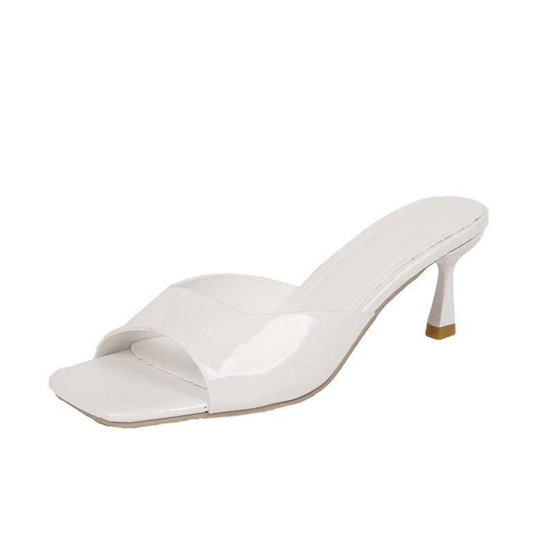 Mules tendance à bout ouvert style bouche de poisson, chaussures d’été confortables et élégantes. Sandales sexy à talons aiguilles et bout ouvert, parfaites pour le bureau, les occasions habillées et les tenues raffinées pour femme.