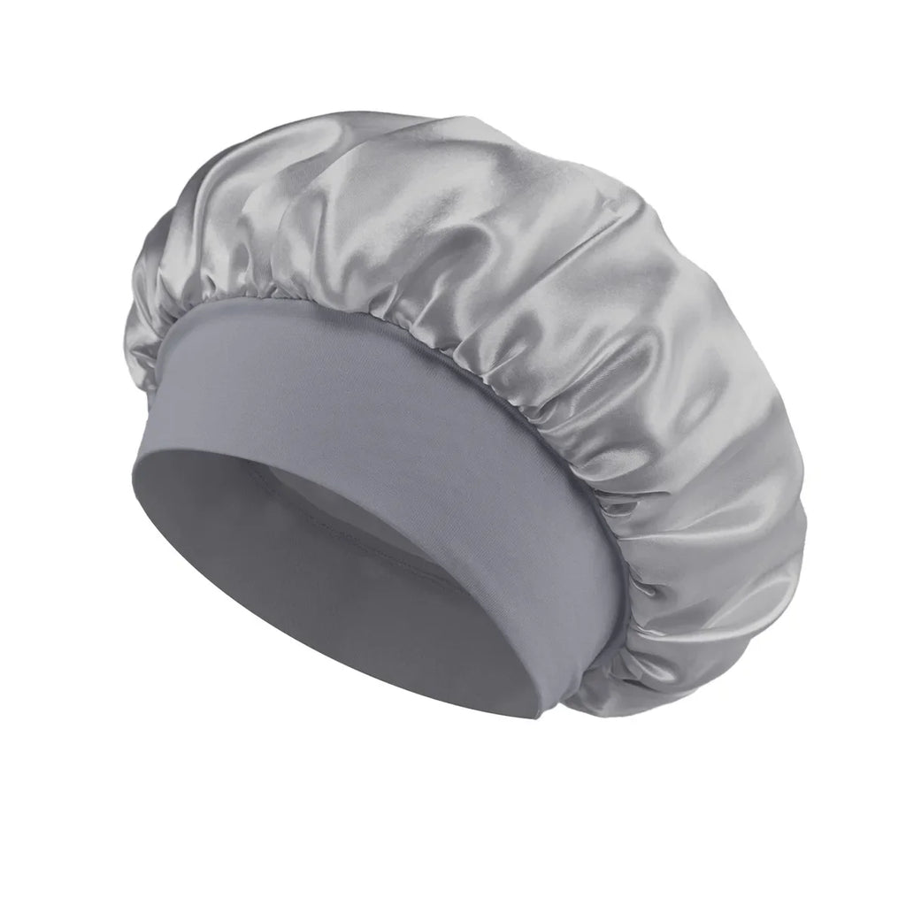 Bonnet en Satin pour femmes, pour dormir, soins capillaires, Bonnets en soie, solide, à larges bords, avec bande élastique souple
