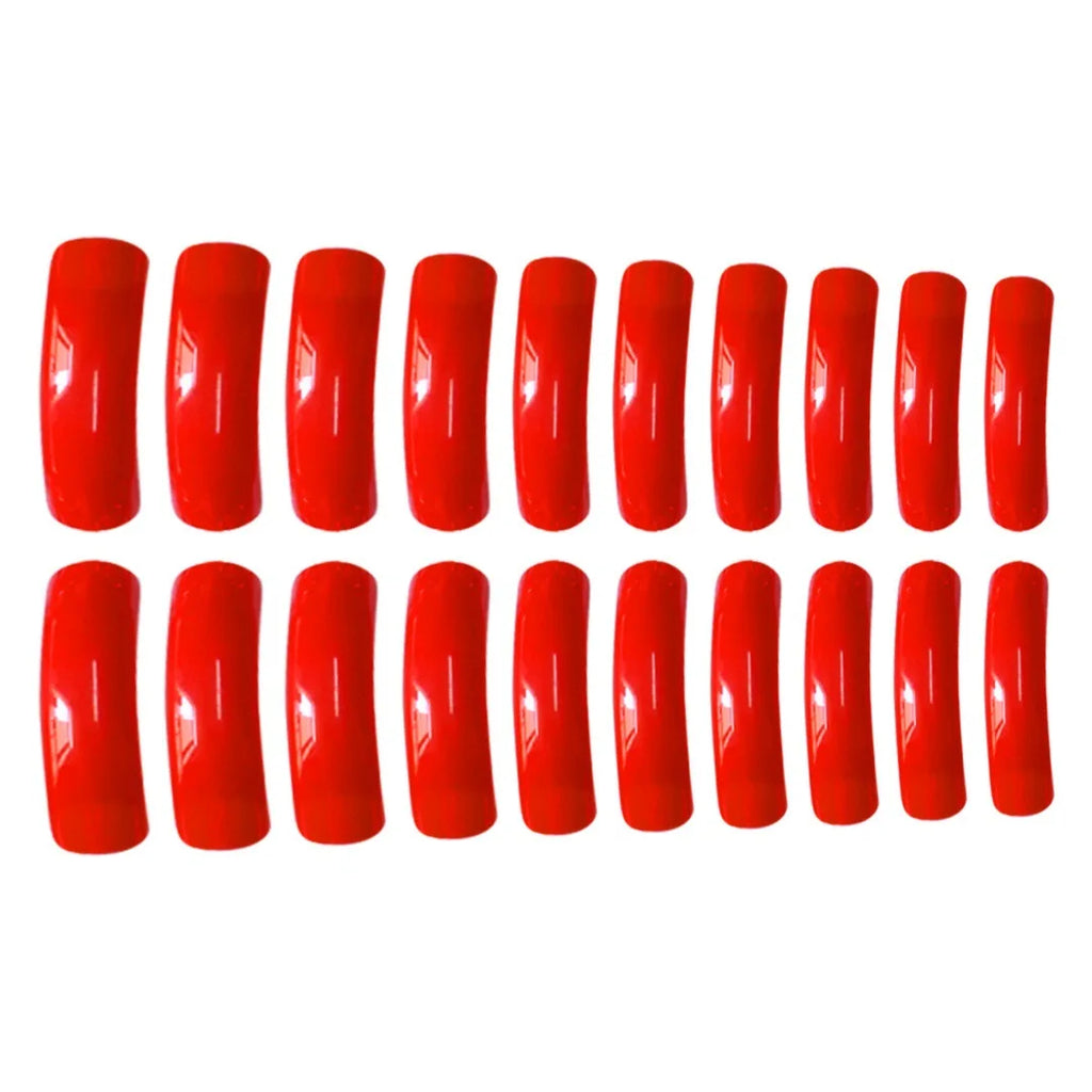 Faux ongles longs et courbés rouge vif, 20 pièces, amovibles, patchs de manucure, charmes, couverture complète, en acrylique, à presser, pour femmes